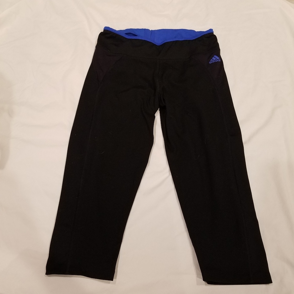 Adidas Black Capris Work Out Plants Size M